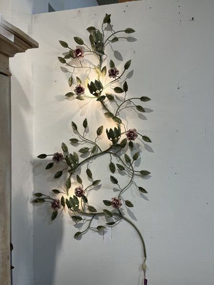 Vintage Italian Lighted Tole Wall Sconce