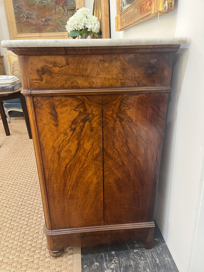 19th Century Louis Philippe Burlwood Commode with Marble Top