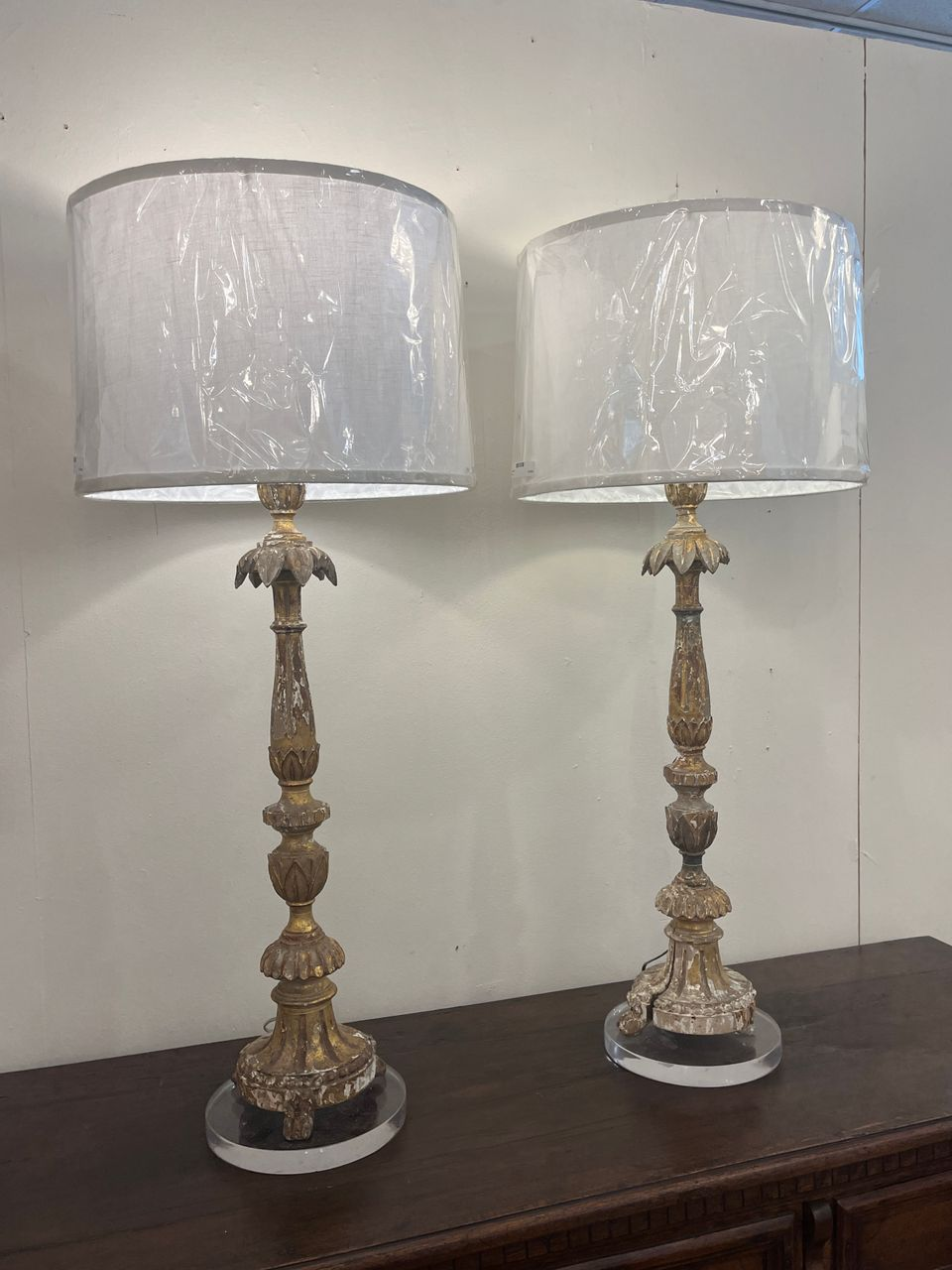 18th Century Gilt Candlesticks converted to Lamps