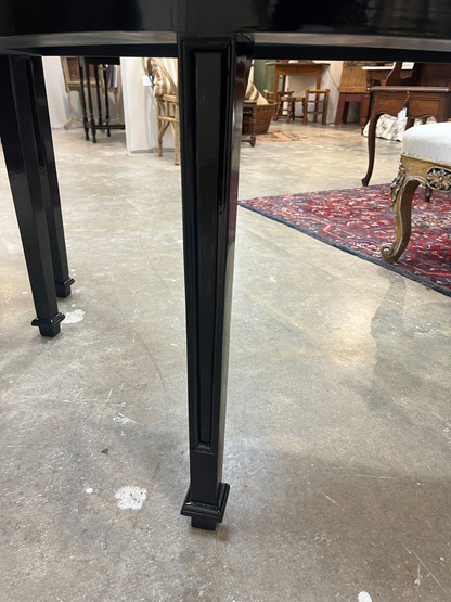 Pair of Black Lacquered Demilune Tables
