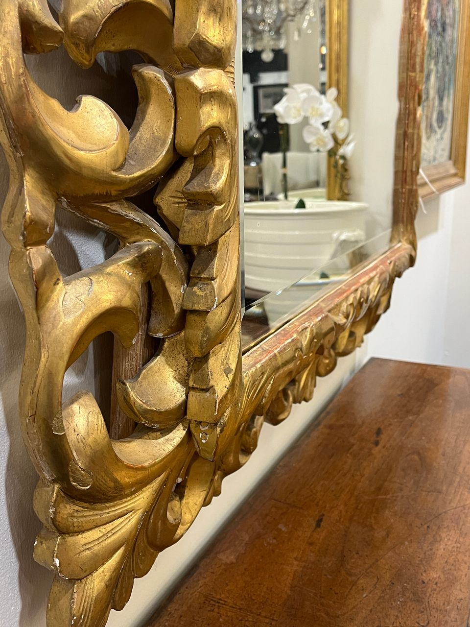 19th Century Italian Rococo style Giltwood Mirror