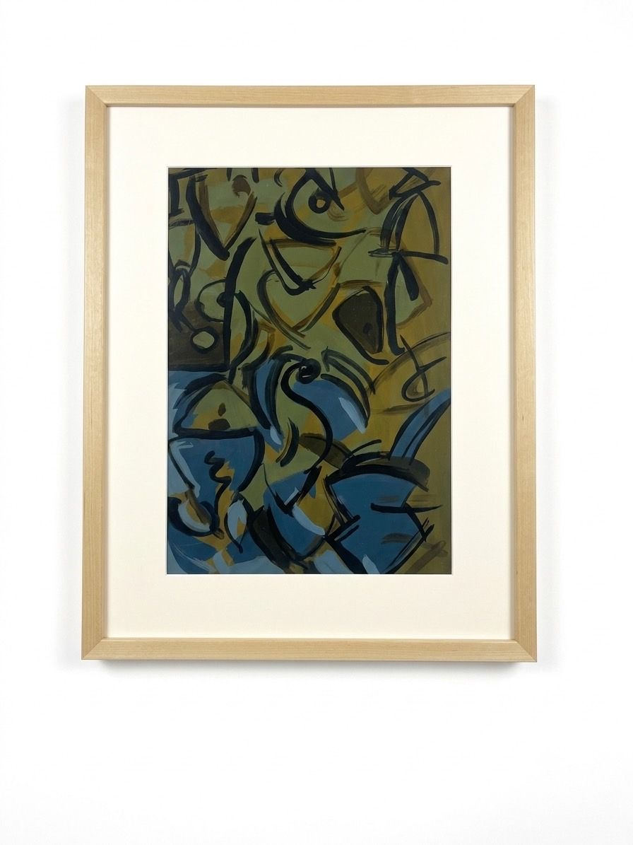 Vintage Abstract Painting Acrylic on Paper