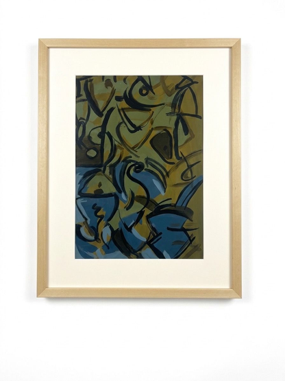 Vintage Abstract Painting Acrylic on Paper
