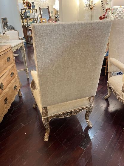 Pair 19th Century French Carved Regency Armchairs