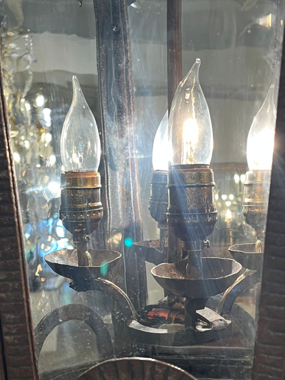 1910 Iron and Brass Lantern Chandelier
