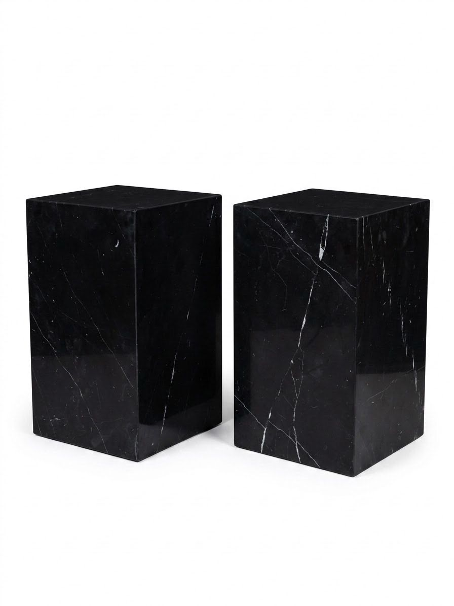 Pair of Modern Black Marble Side Tables