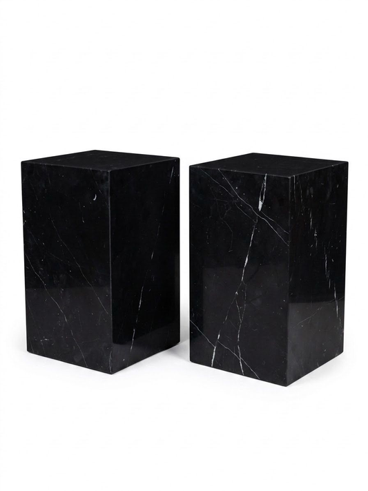 Pair of Modern Black Marble Side Tables