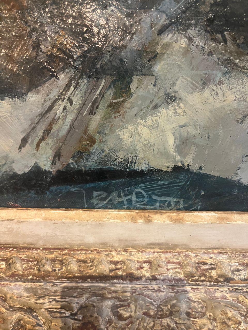 Oil on Canvas Still Life in Montparnasse Frame 1950's Paris