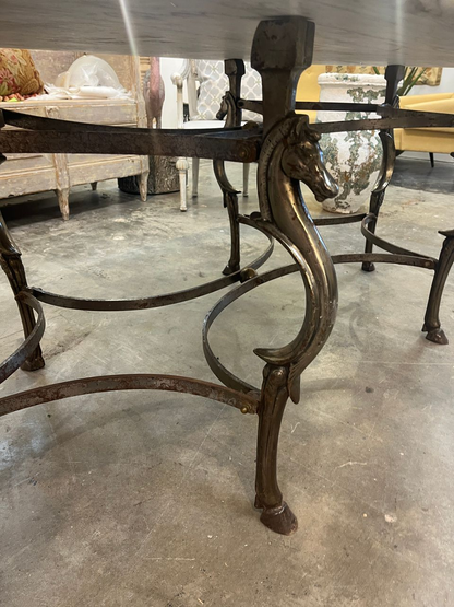 Early 1900's Oval Marble Top Garden Table
