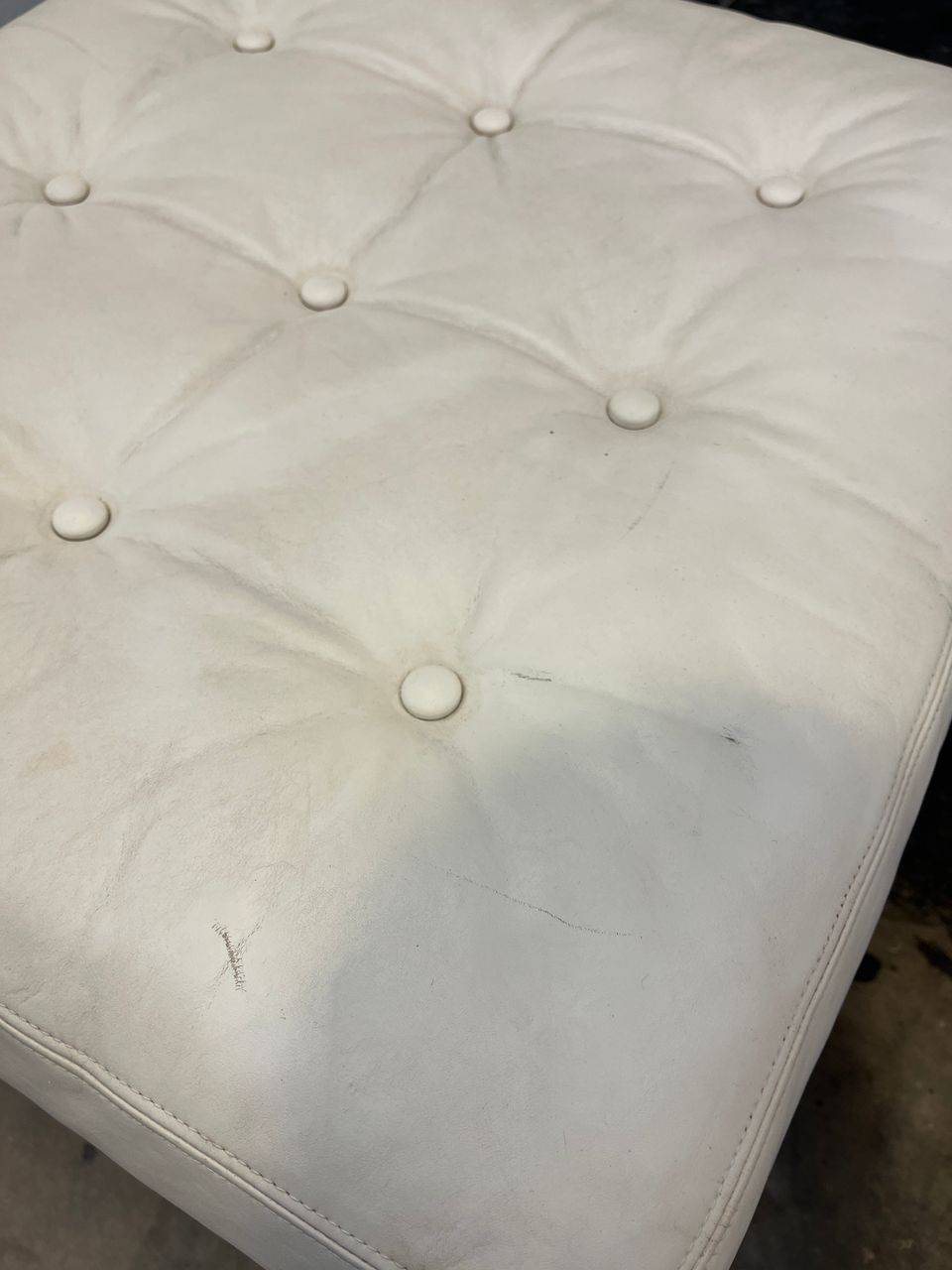 Pair Mid-Century Button Tufted Leather Benches