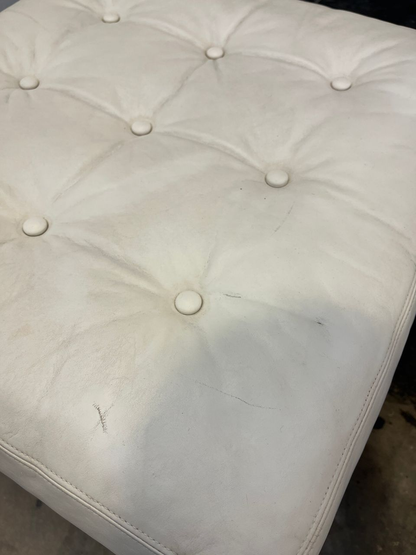 Pair Mid-Century Button Tufted Leather Benches