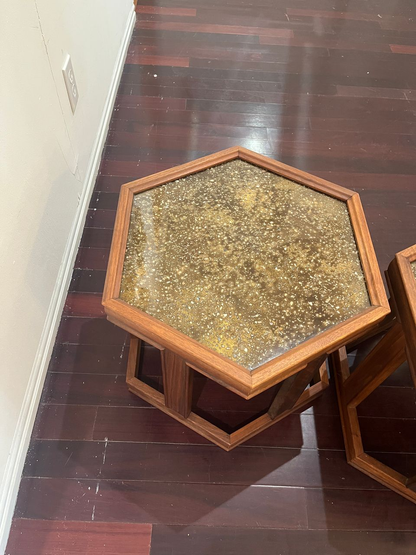 Pair Hexagonal "Domino" Tables by John Keal for Brown Saltman