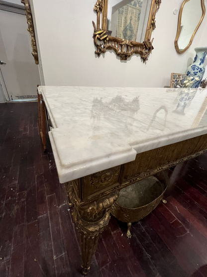 18th Century Louis XV Marble Top Giltwood Console Table