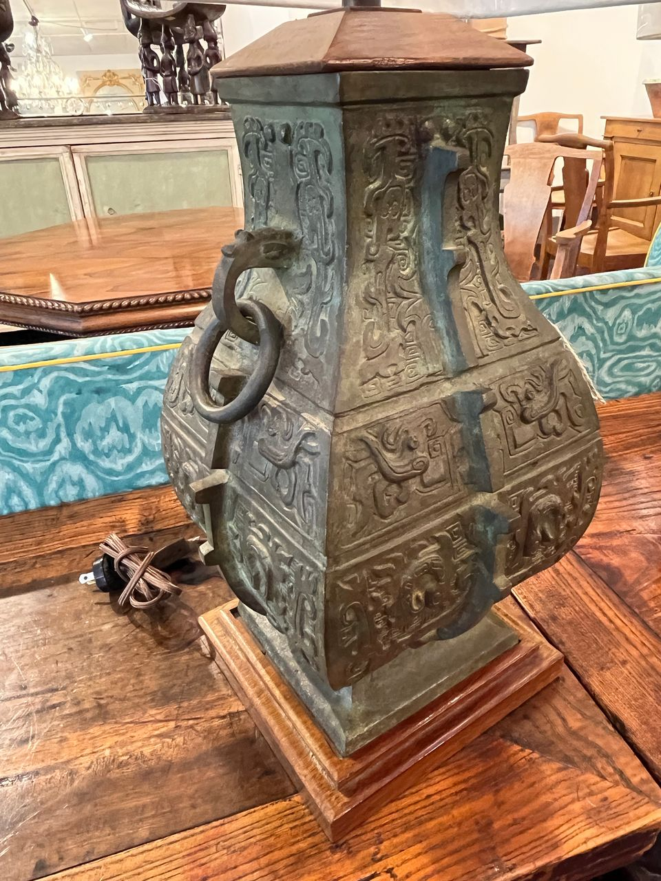Pair of Bronze James Mont style Table Lamps