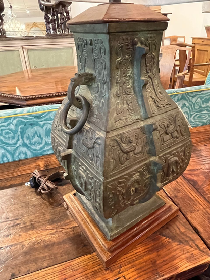 Pair of Bronze James Mont style Table Lamps