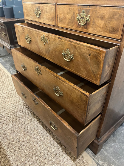 18th Century George I Walnut Feather Banded Chest