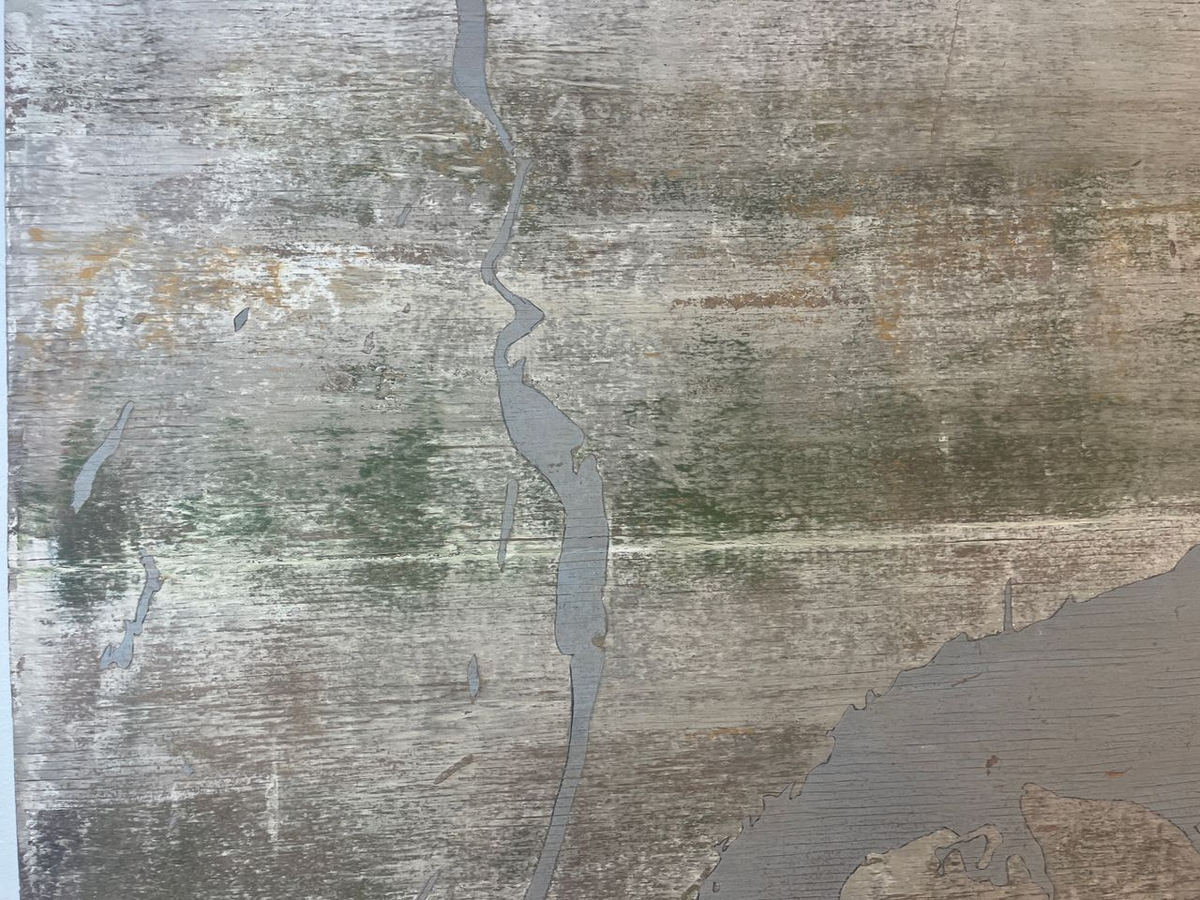 Vintage Hand Painted Map on Wood