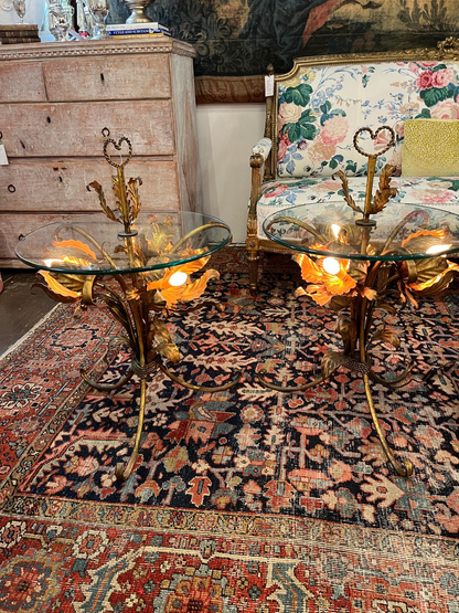 Pair Hans Kogl Hollywood Regency Lighted Tables