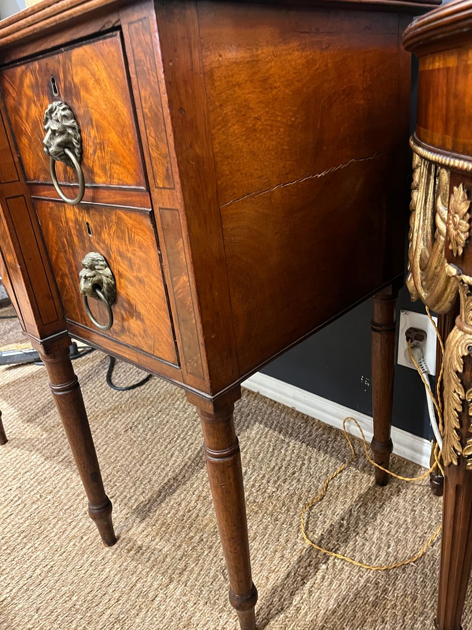 19th Century Mahogany English Sideboard with Lions head Pulls