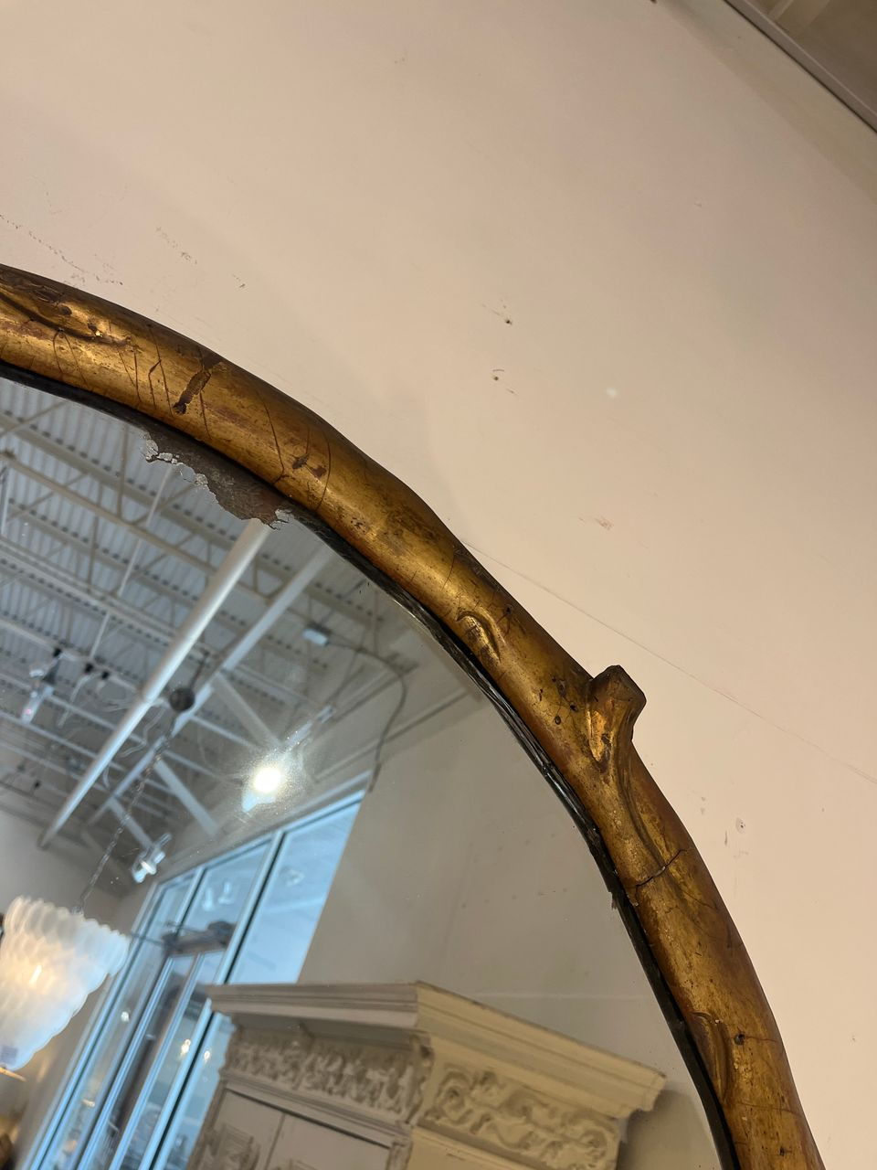 Large Oval Giltwood Faux Bois Mirror