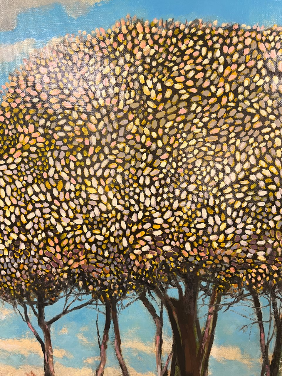 Oil on Canvas Cluster of Trees against a Blue Sky