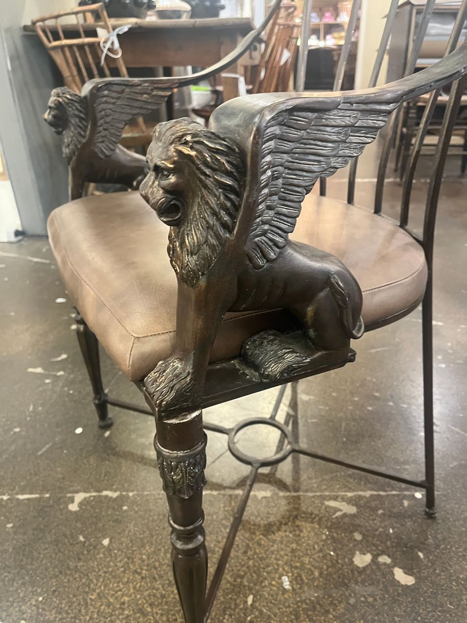 Egyptian Revival Lion Sphinx Armchair