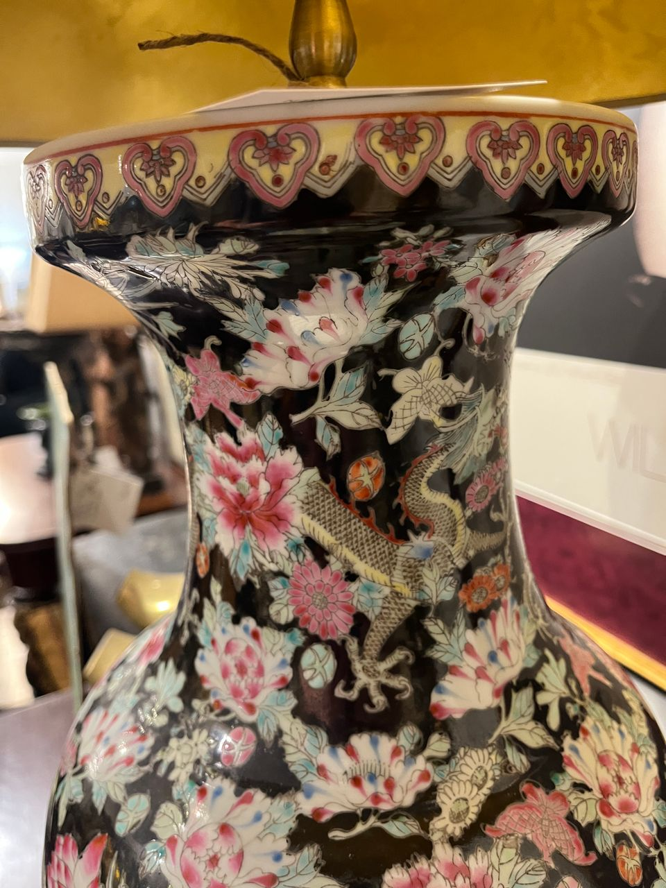 Pair Mid 20th Century Tall Famille Noir Table Lamps