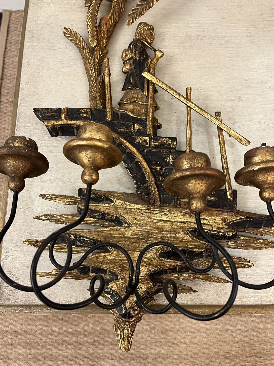 Pair Italian Florentine 4 Light Sconces