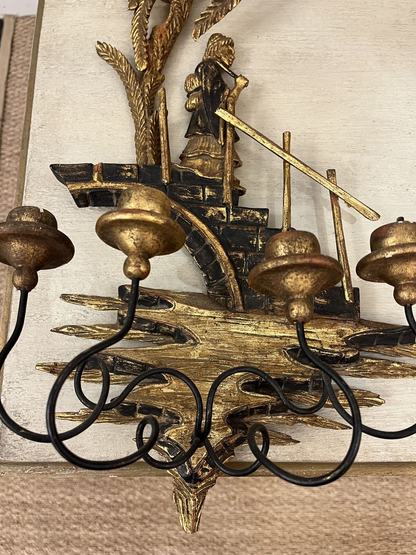 Pair Italian Florentine 4 Light Sconces