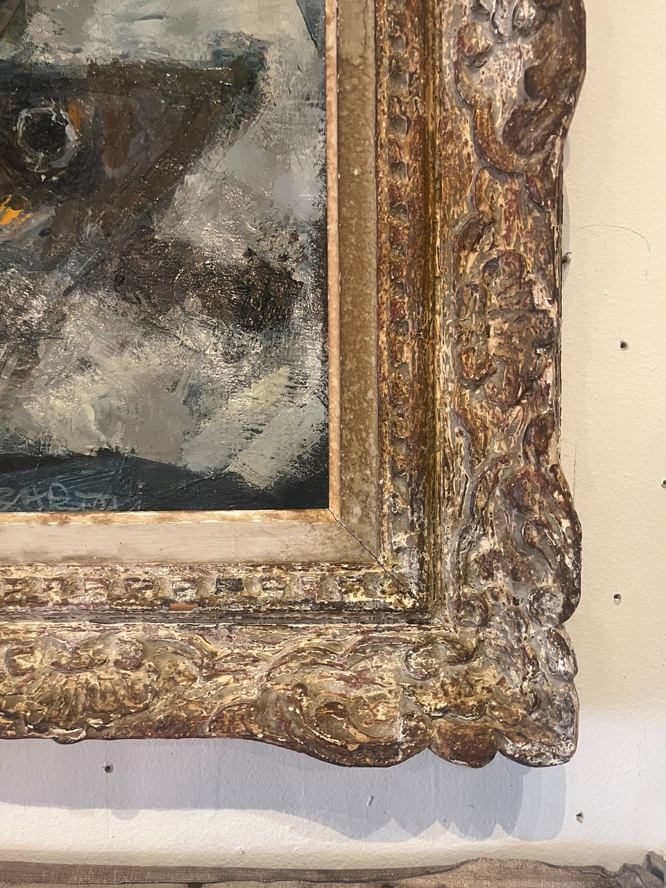 Oil on Canvas Still Life in Montparnasse Frame 1950's Paris