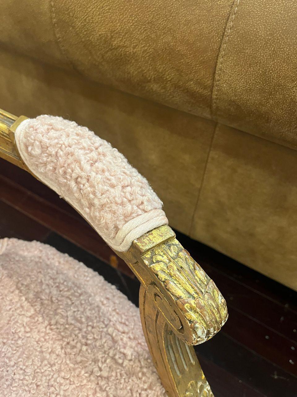 Pair Louis XVI Giltwood, Carved Armchairs