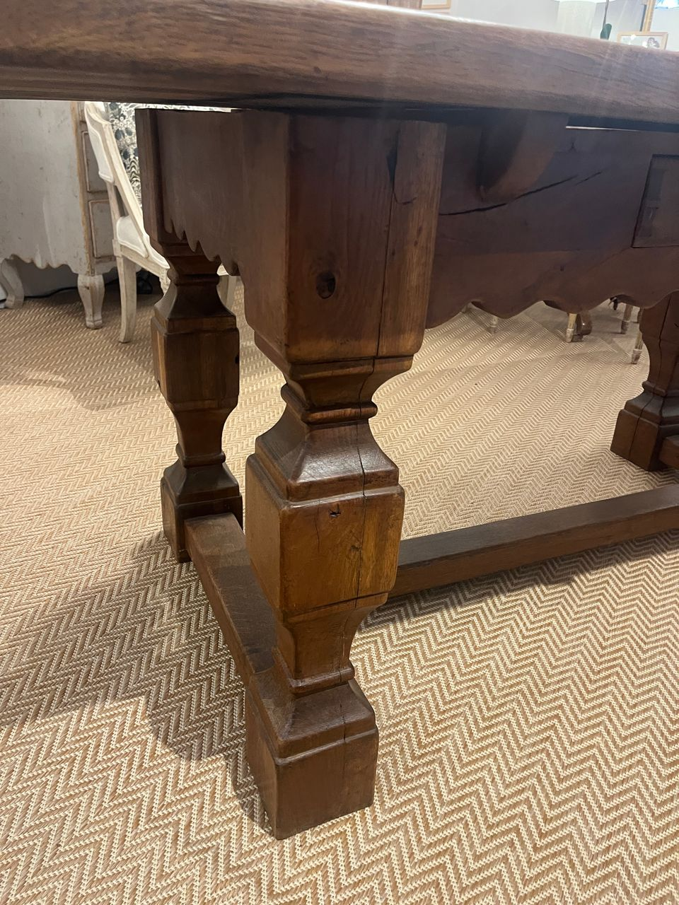 19th Century Oak Baroque Style Library Table