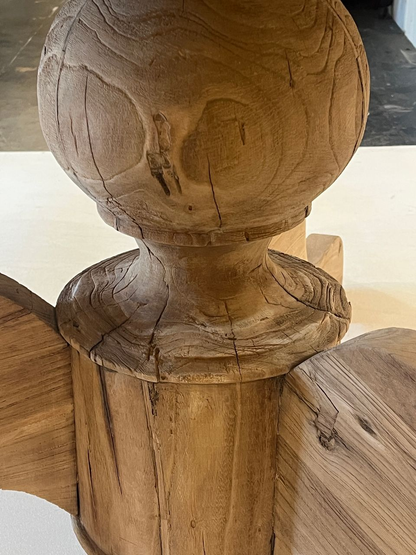Antique Round Bleached Reclaimed Wood Dining Table