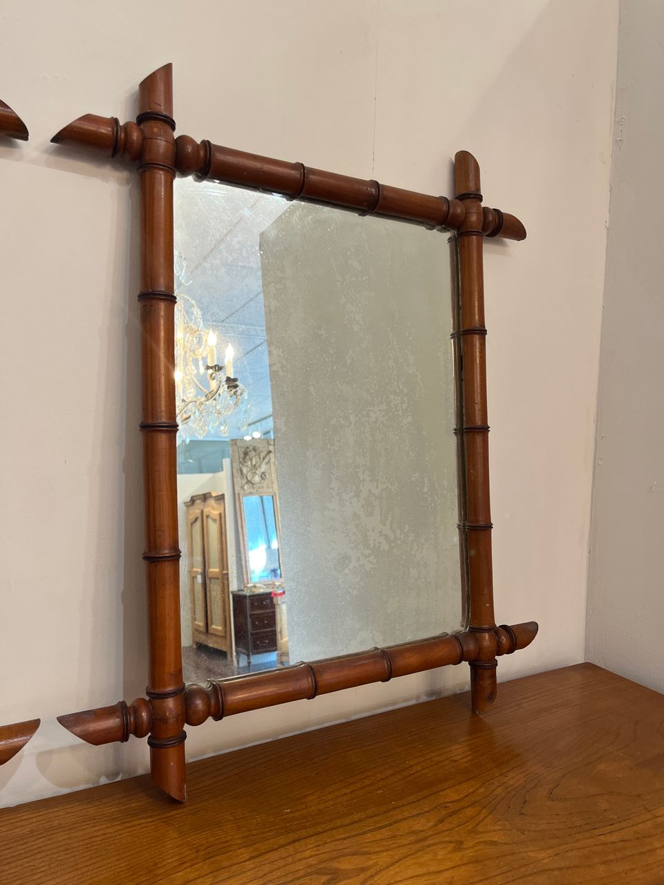 Pair 19th Century Faux Bamboo Mirrors