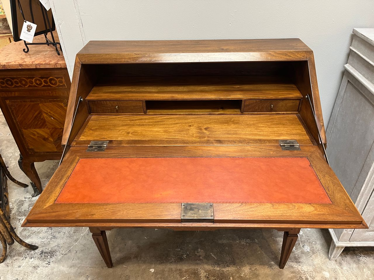 Vintage French Walnut Secretary Desk