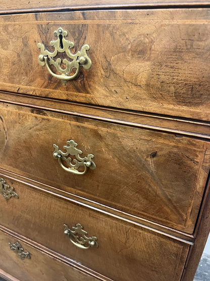 18th Century George I Walnut Feather Banded Chest