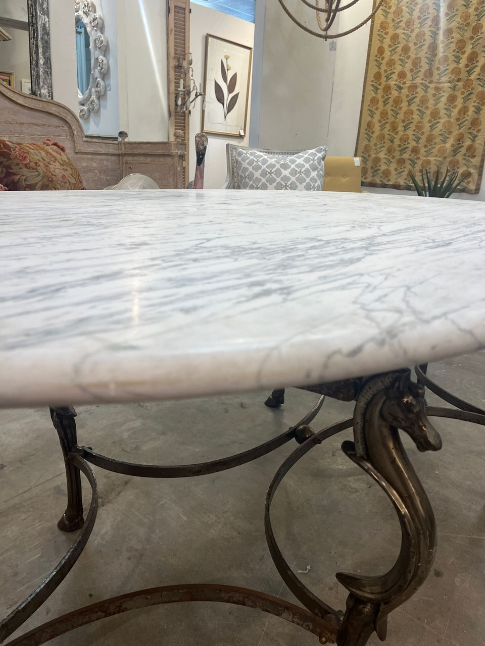 Early 1900's Oval Marble Top Garden Table