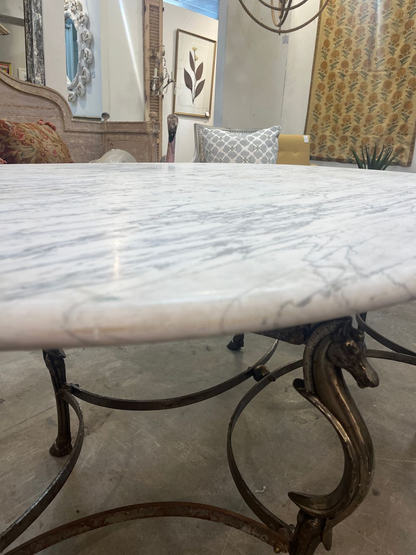 Early 1900's Oval Marble Top Garden Table