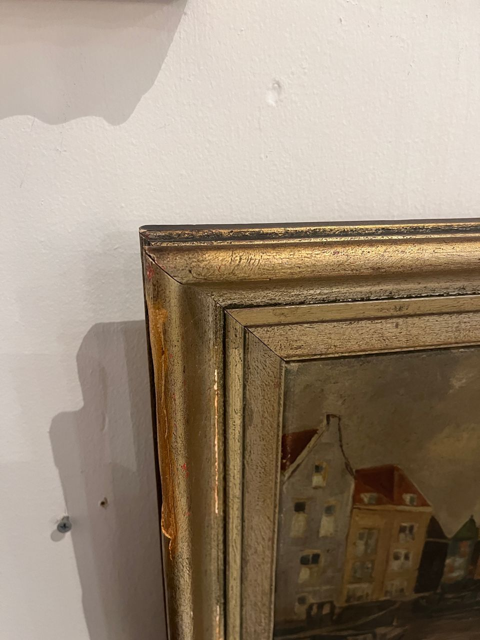 Oil on Canvas Amsterdam Canal Scene