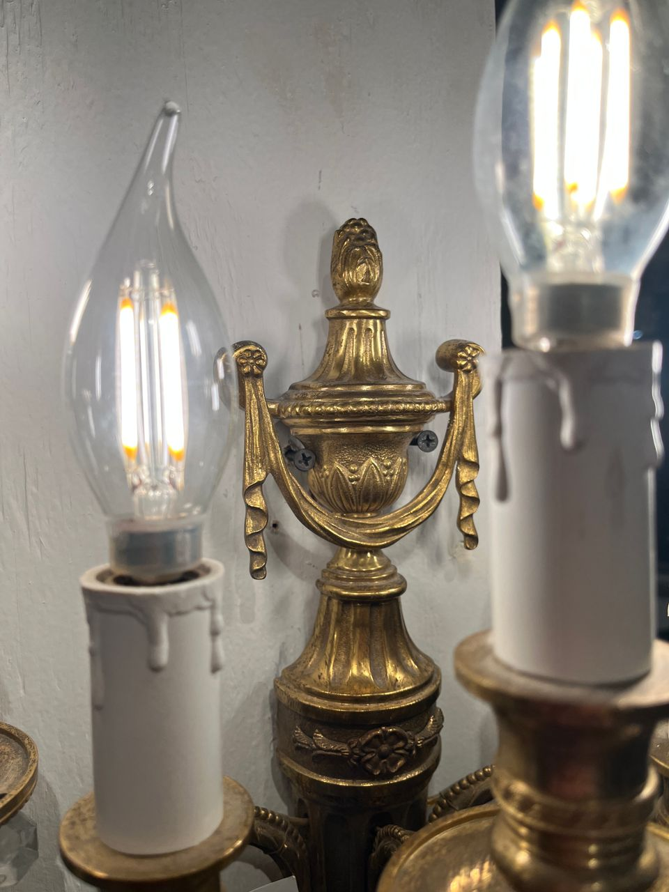 Beautiful Pair of Bronze & Crystal Wall Sconces