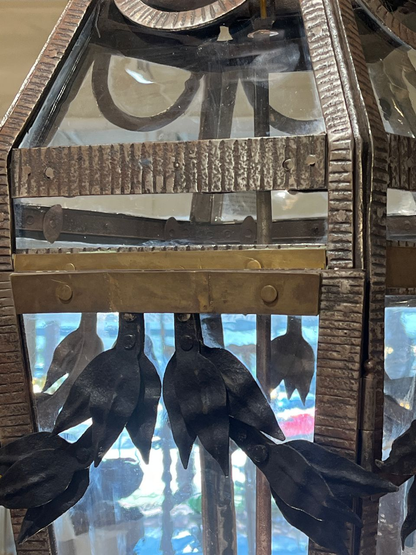 1910 Iron and Brass Lantern Chandelier