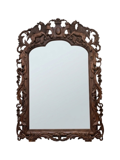 Large Carved Oak French Renaissance Revival Mirror
