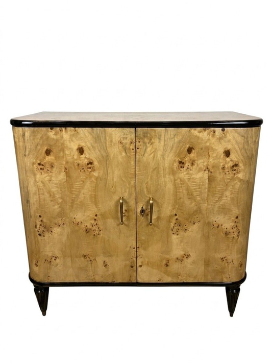 Art Deco Style Burl Bowfront Cabinet