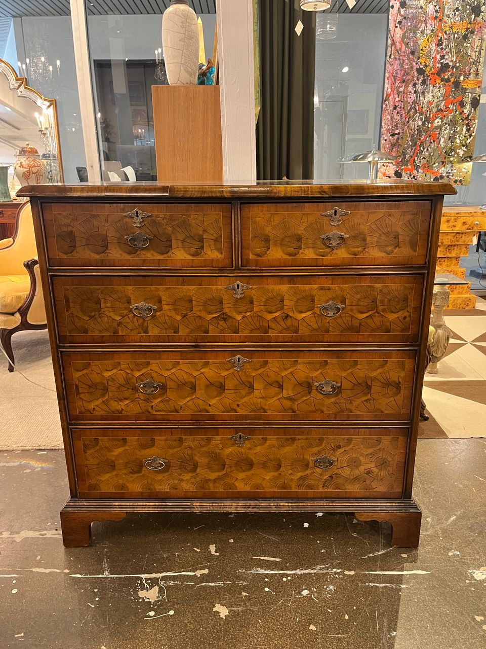18th Century English Walnut Oyster Veneer Chest