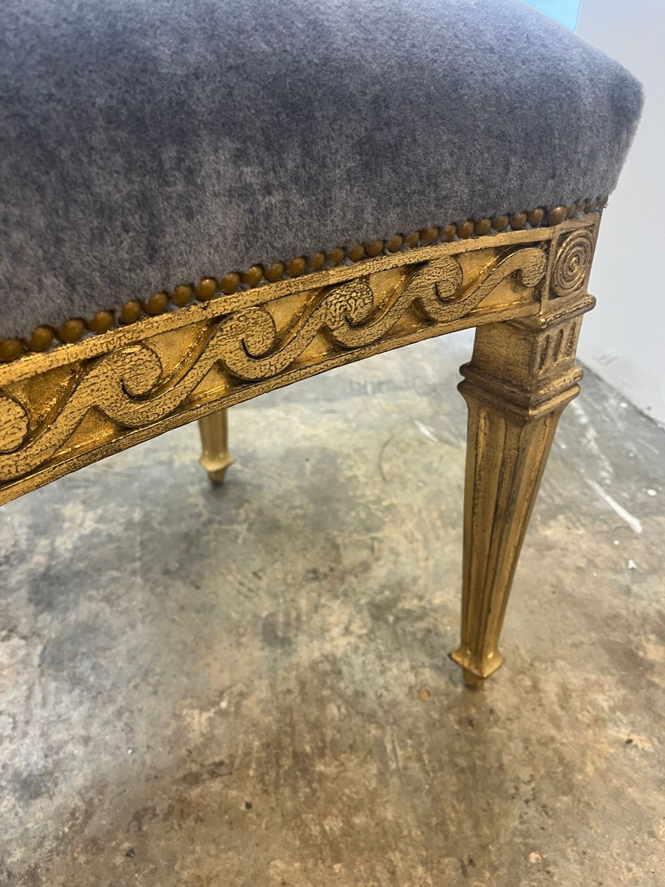 Italian Gilt Stool in Mohair