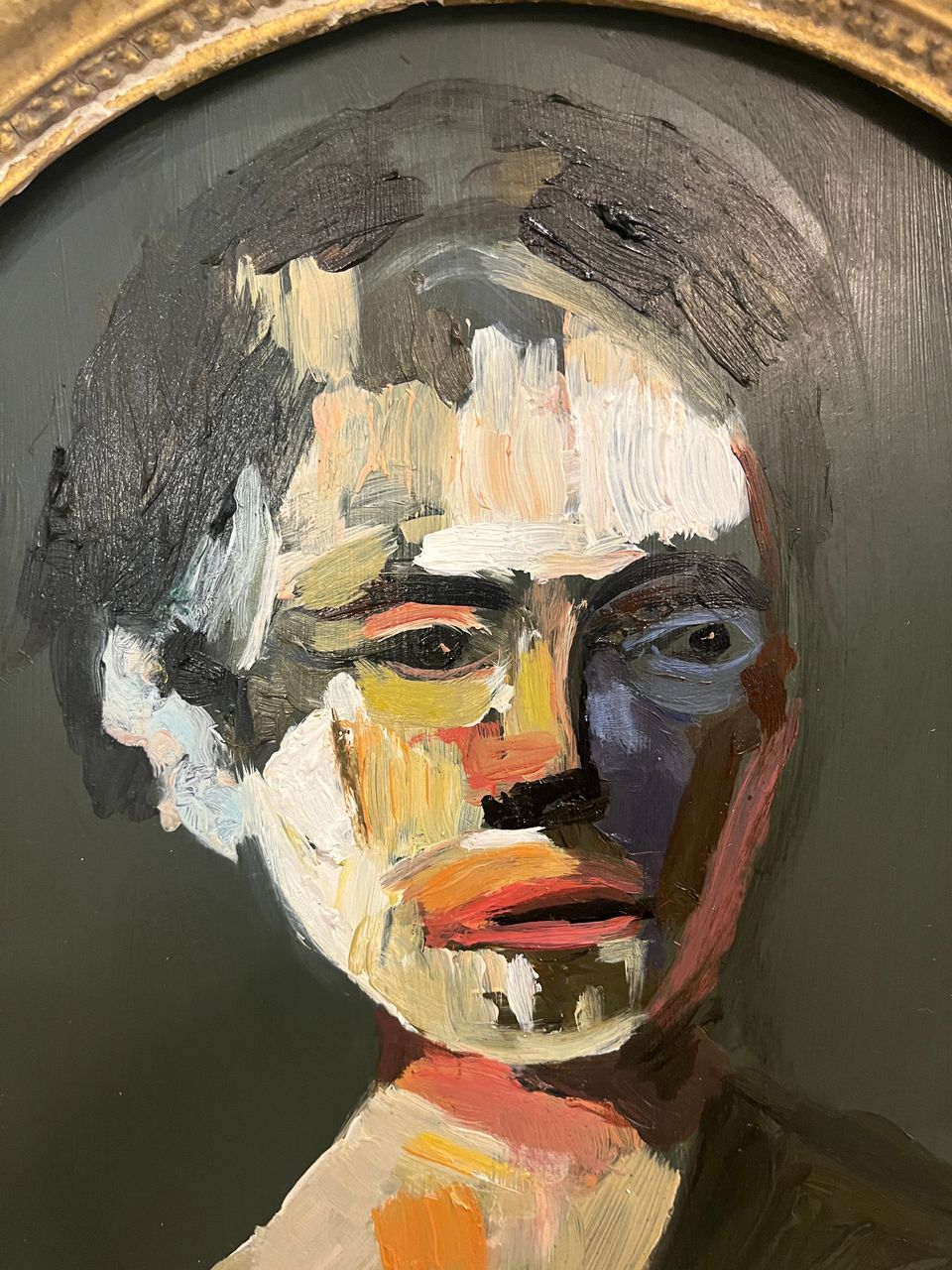 Oil on Panel Portrait in Oval Frame