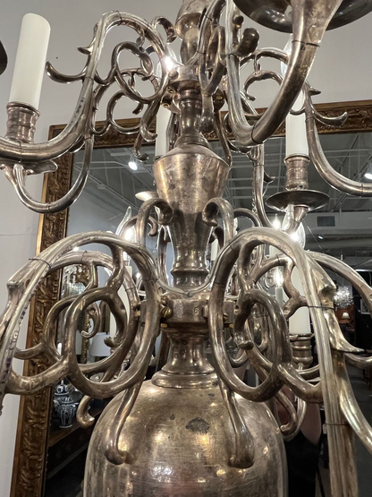 Antique Baroque Style Silver Plate Chandelier