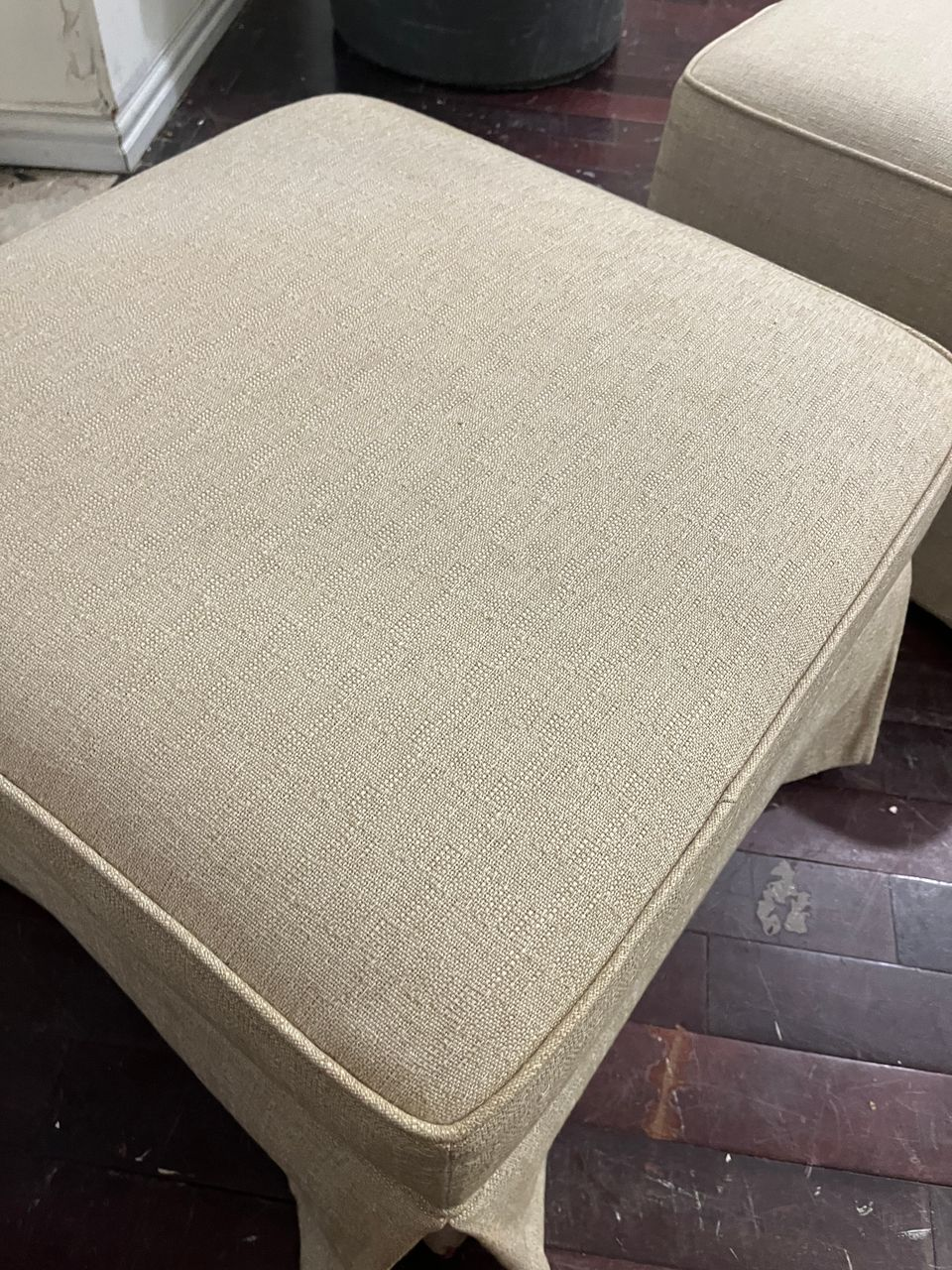 Pair of Neutral Upholstered Ottomans
