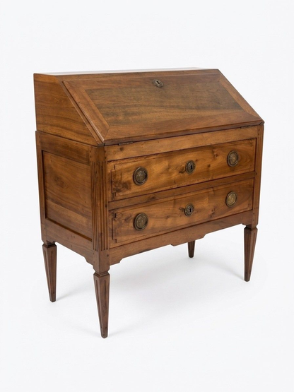 Vintage French Walnut Secretary Desk