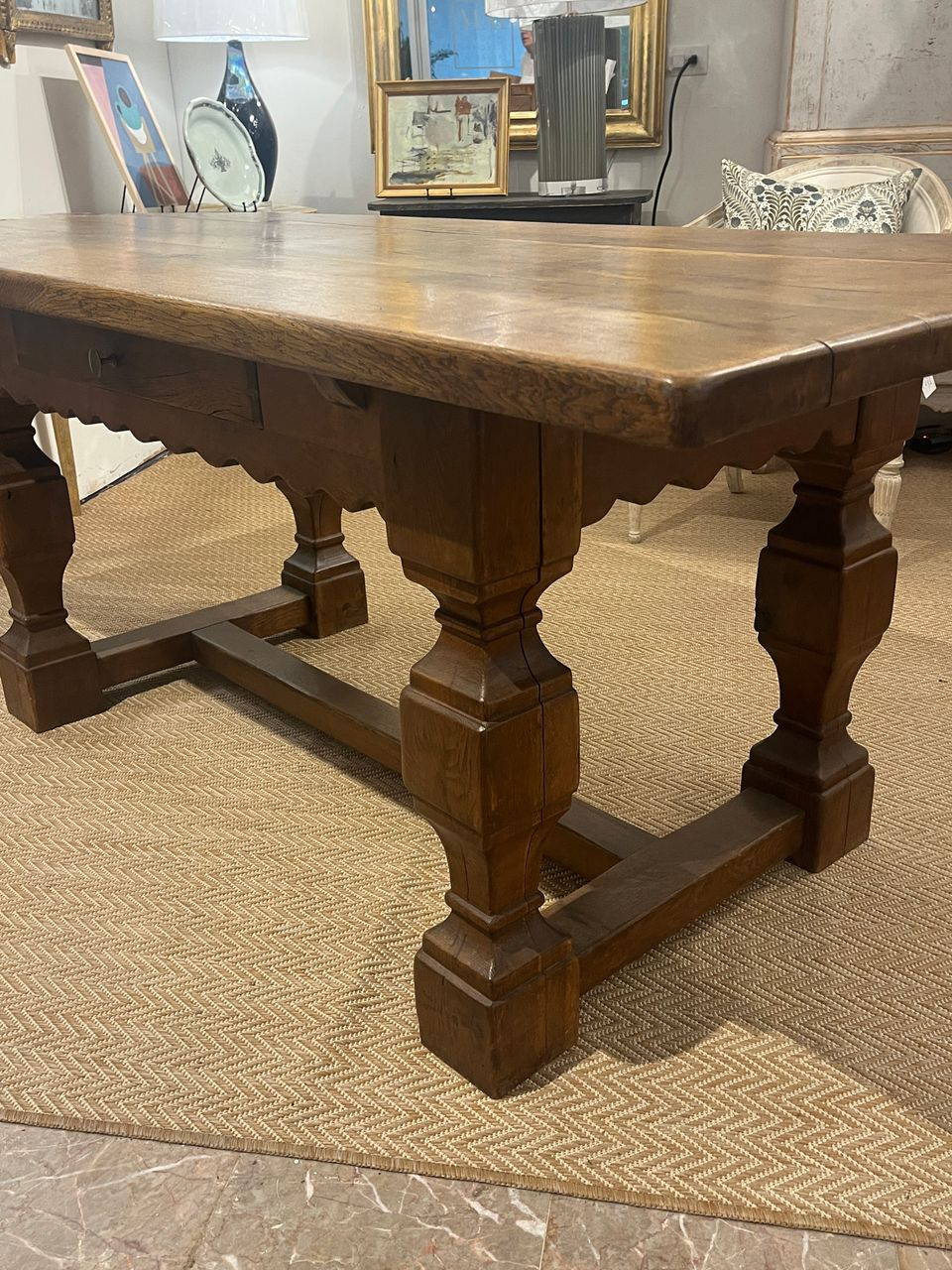 19th Century Oak Baroque Style Library Table